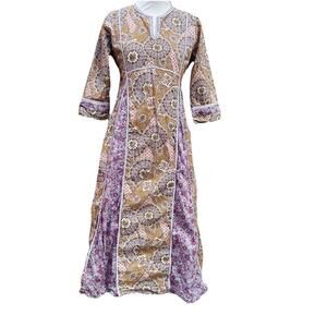 Vintage Boho Hippie 70’s Patchwork Paisley Dress Hand Made Festival Size Sm/med